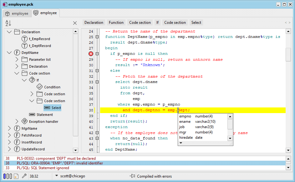 PL/SQL Editor - Syntax Highlighting ve Code Assistant